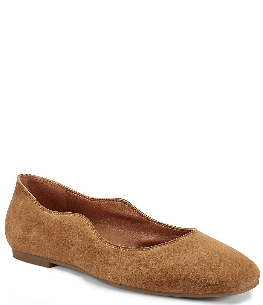 Lucky Brand Dellie Suede Leather Scalloped Detail Flats