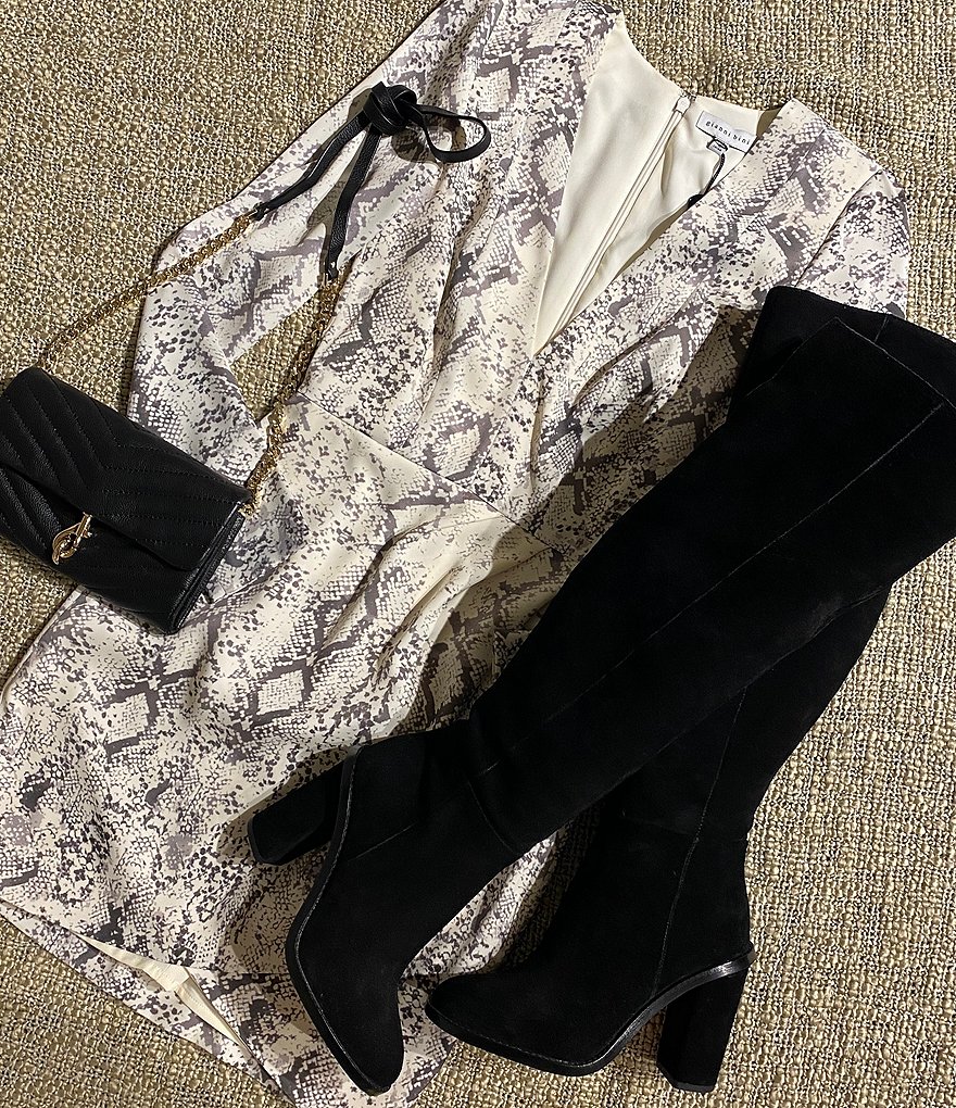 Laundry by Shelli Segal Ruffle Front Stretch Crepe Faux Wrap Dress