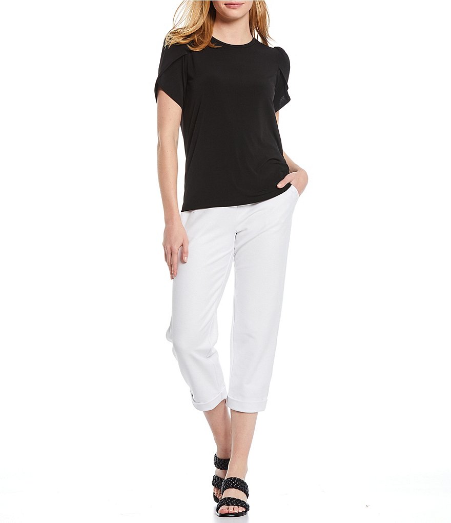 MICHAEL Michael Kors Stretch Knit Twill Pull-On Roll Cuff Crop Pants