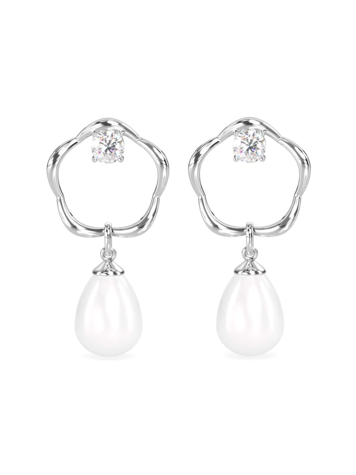 Clara 92.5 Sterling Silver Rhodium-Plated Swiss Zirconia Sara Earrings