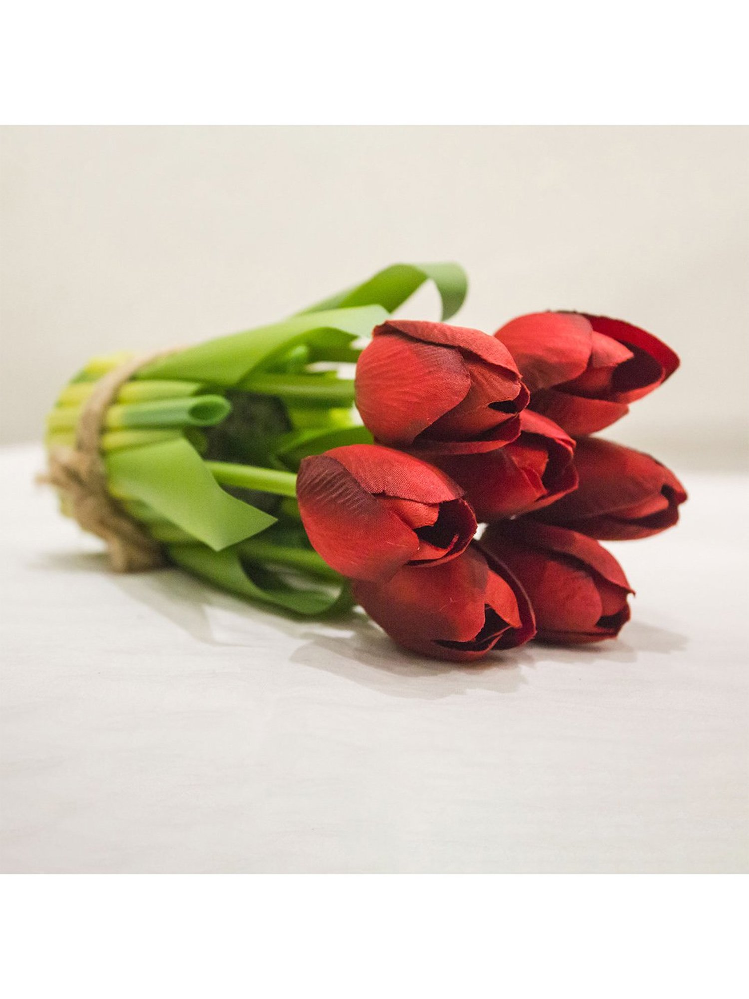 Amflix Red Artificial Tulip Flowers Bunch