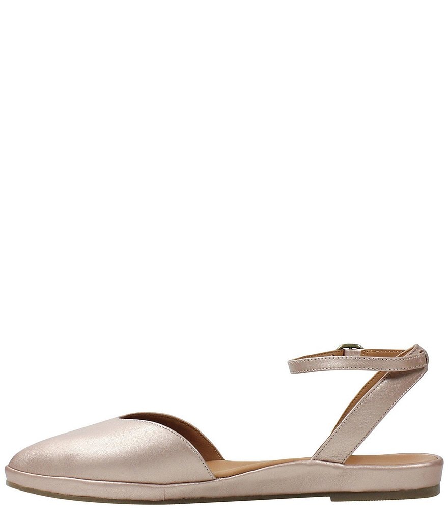L'Amour Des Pieds Moona Leather Ankle Strap Flats