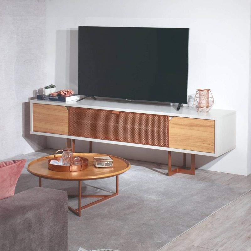 Knickerbocker TV Stand for TVs up to 70" Cinnamon/Off White - Manhattan Comfort