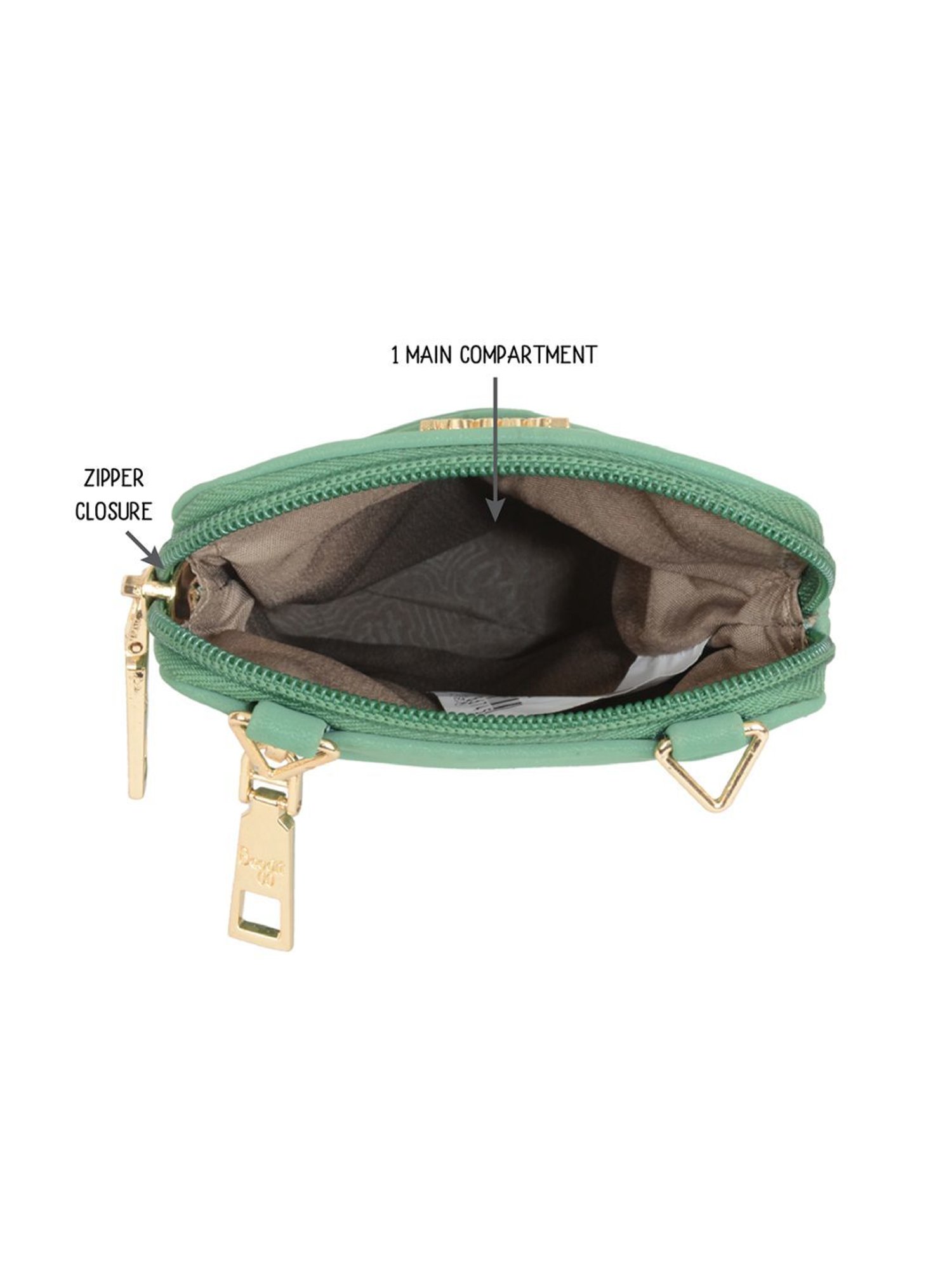 Baggit Camily Green PU Solid Mobile Pouch