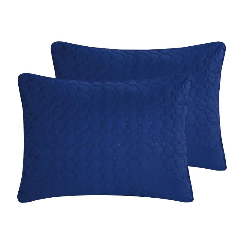 King 3pc Waffle Weave Embossed Quilt Set Navy - Jade + Oake