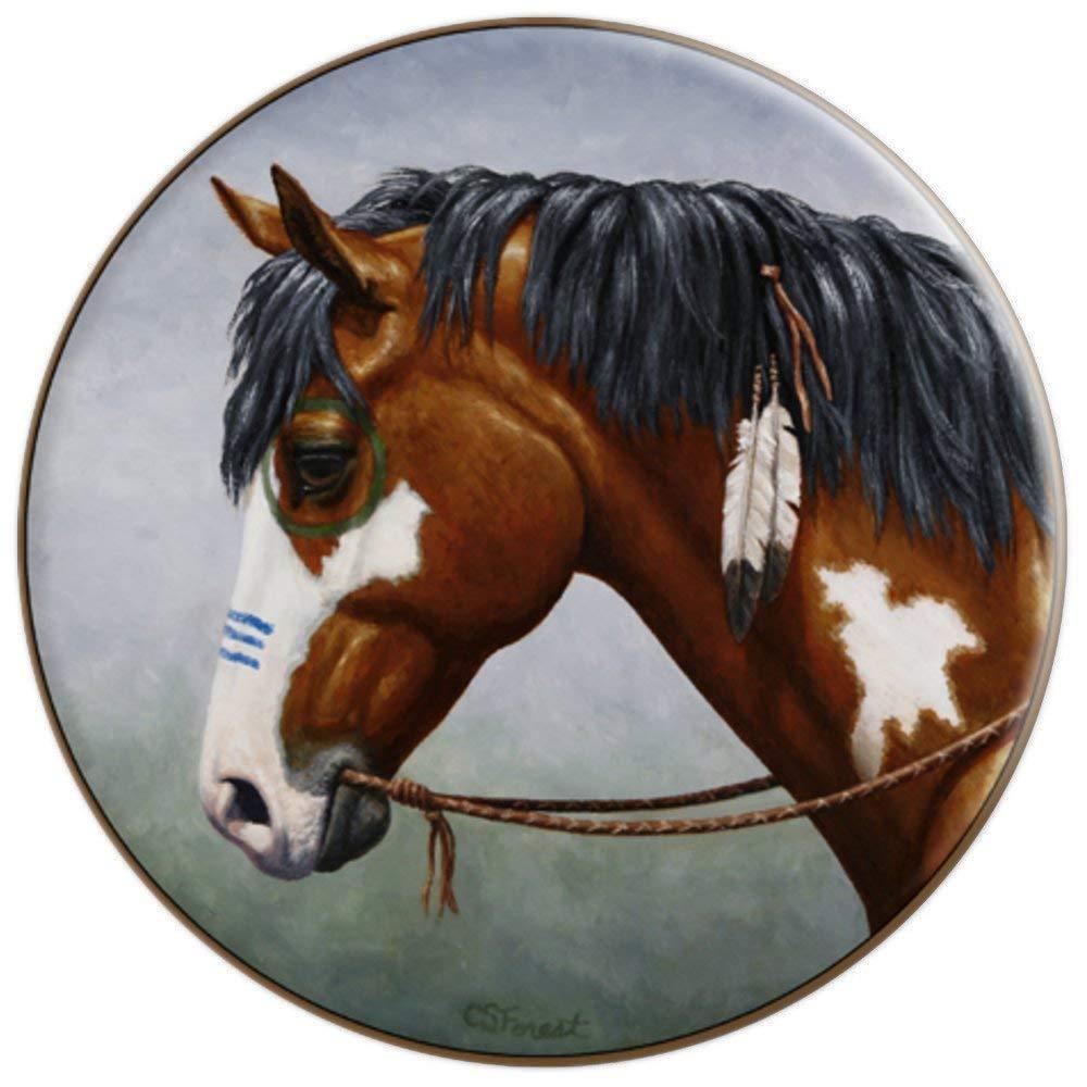 Bay Pinto Native American War Horse Portrait - PopSockets Grip and Stand for Phones and Tablets