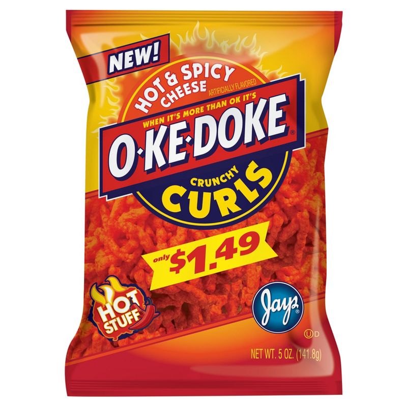O-Ke-Doke Hot & Spicy Cheese Flavored Crunchy Curls - 5oz