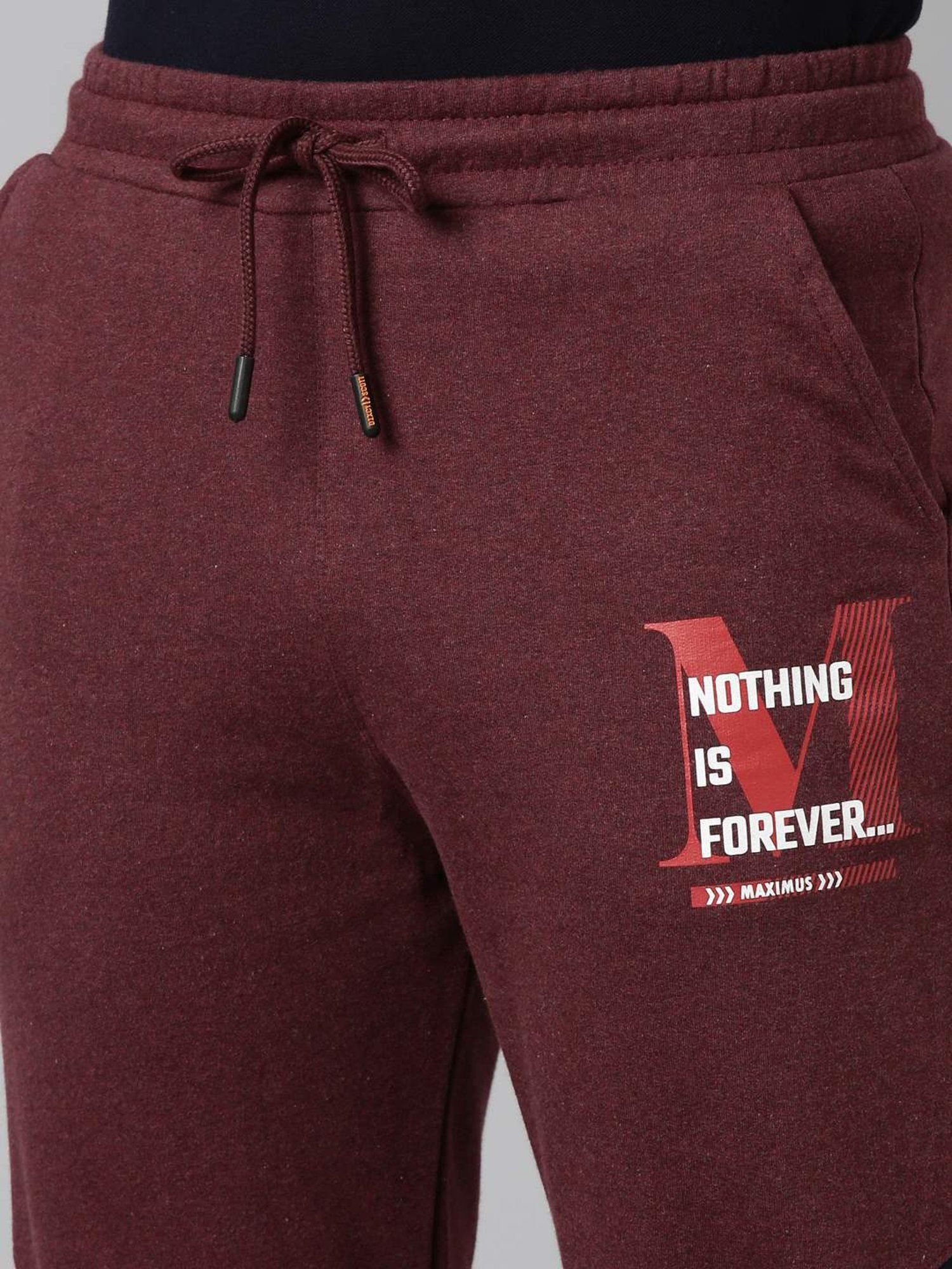 Dixcy Scott Maximus Maroon Cotton Regular Fit Colour Block Sports Trackpants
