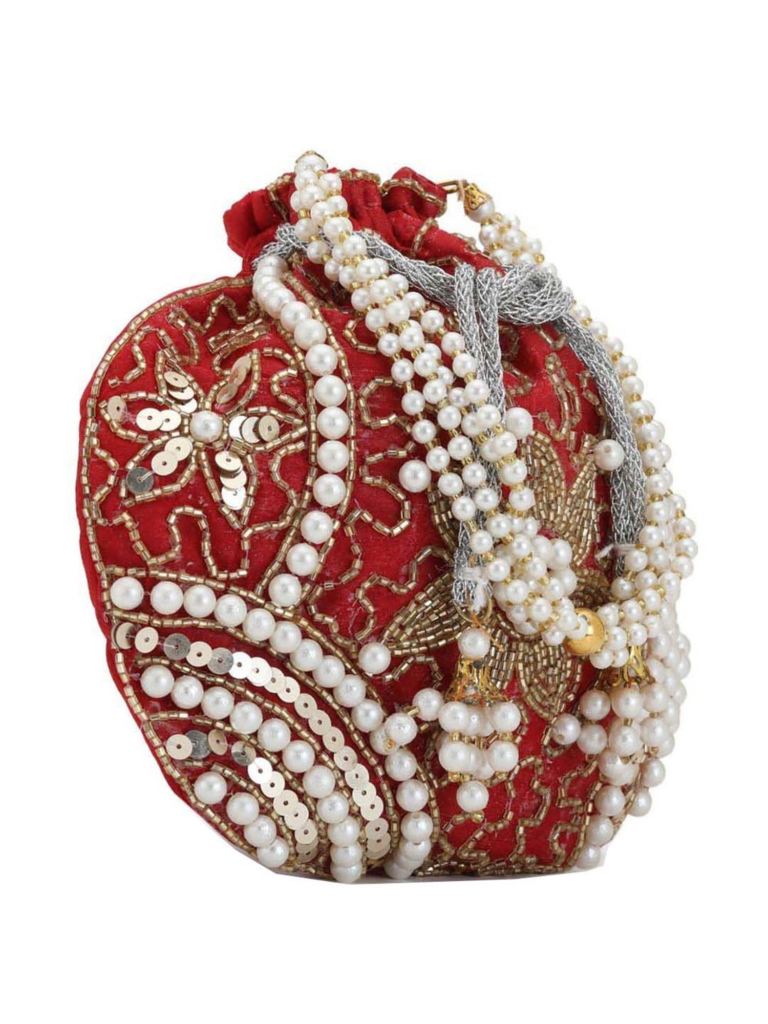 Gaurapakhi Red Embellished Potli
