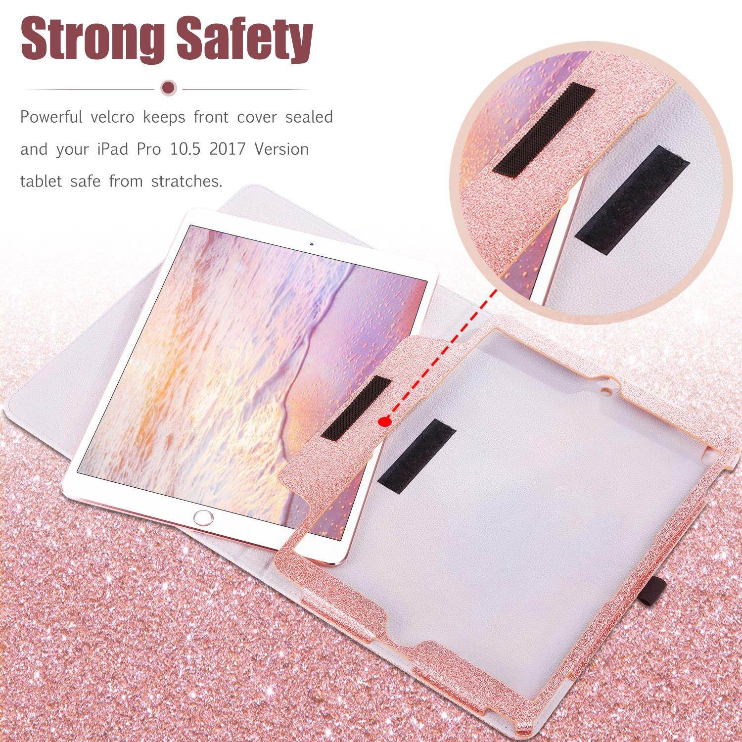 BENTOBEN iPad Air (3rd Gen) 10.5" 2019/ iPad Pro 10.5 2017 Case with Pencil Holder Folio Stand Smart Auto Wake/Sleep Glitter Slim Protective iPad Cover for 10.5 Inch iPad Pro & iPad Air 3 Rose Gold