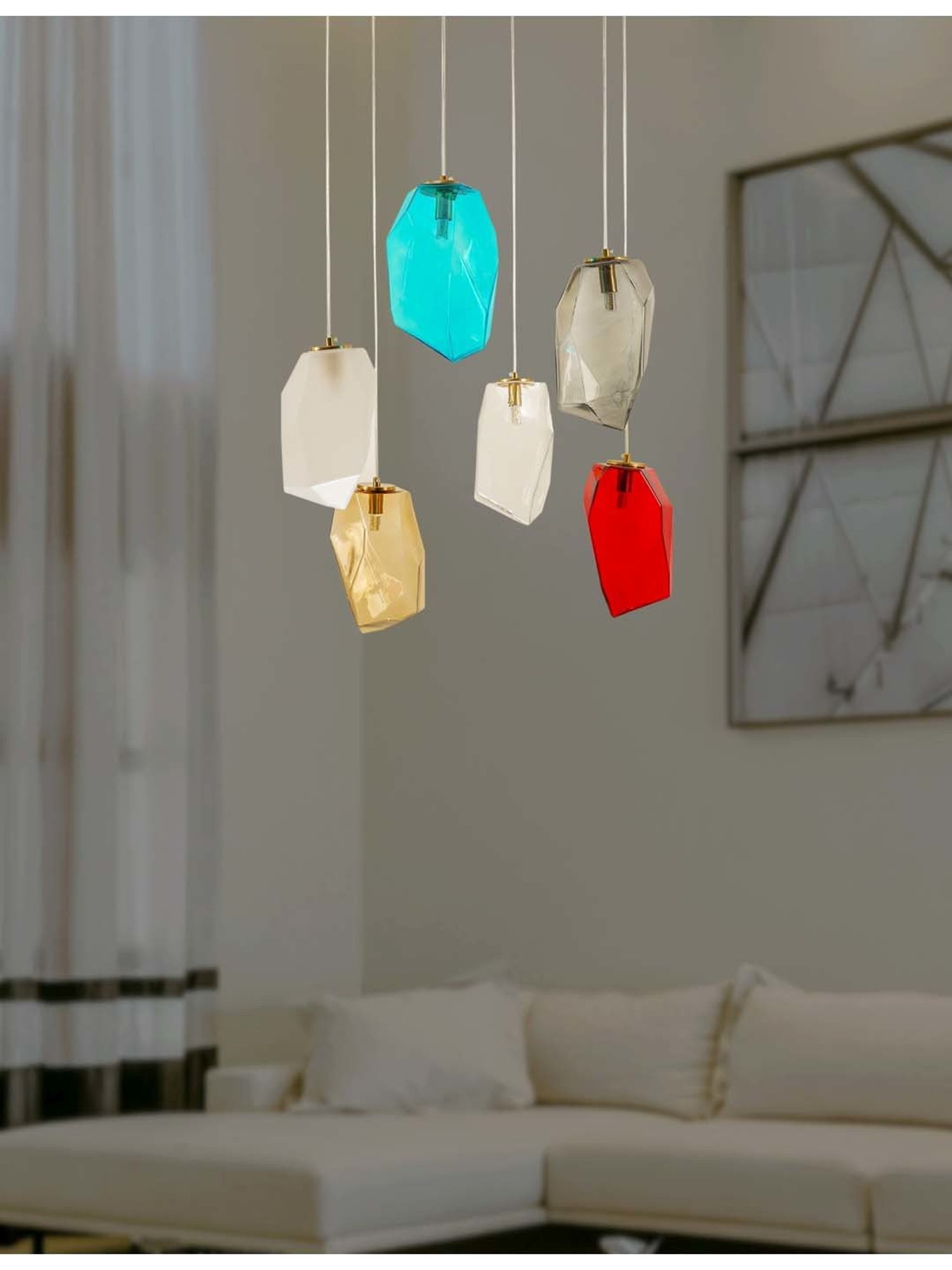 Kapoor E Illuminations 'Vogue Hartwell' Multicolor Glass 6-In-1 Chandelier