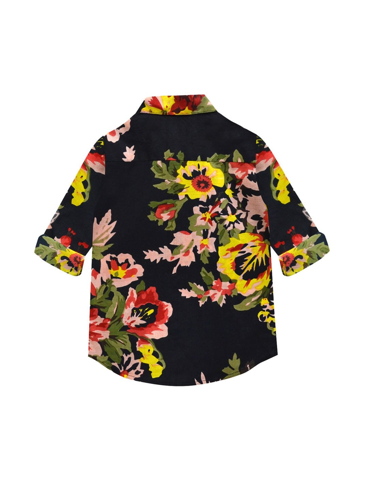 A.T.U.N. Black Floral Print Full Sleeves Shirt