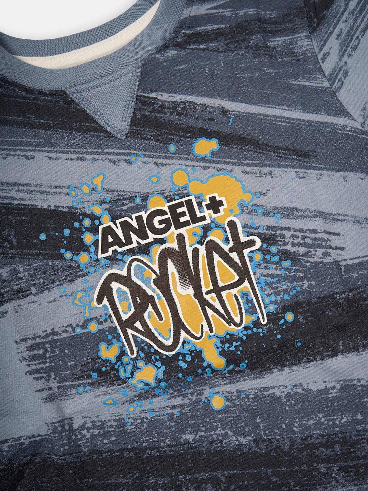 Angel & Rocket Kids Blue Cotton Printed T-Shirt