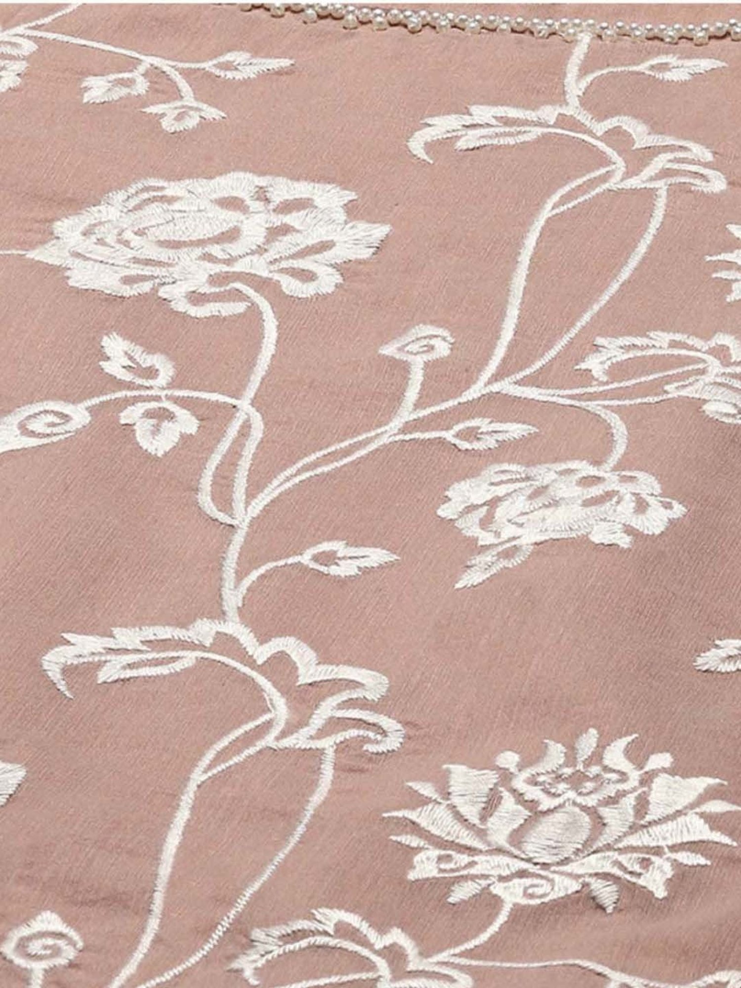 Biba Beige Embroidered Kurti Palazzo Set