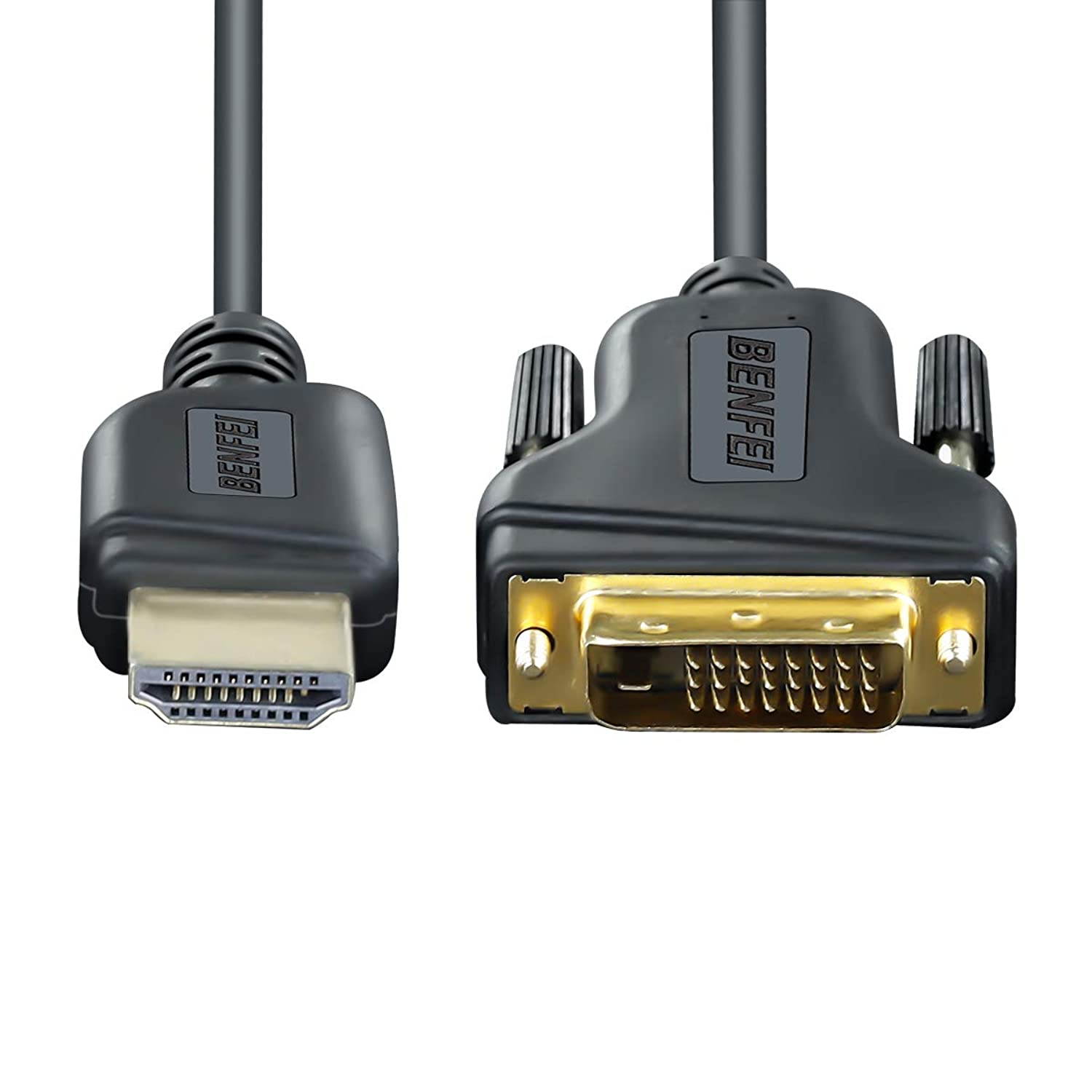 HDMI to DVI, Benfei HDMI to DVI Cable Bi Directional DVI-D 24+1 Male to HDMI Male High Speed Adapter Cable Support 1080P Full HD Compatible for Raspberry Pi, Roku, Xbox One, PS4 PS3, Graphics Card