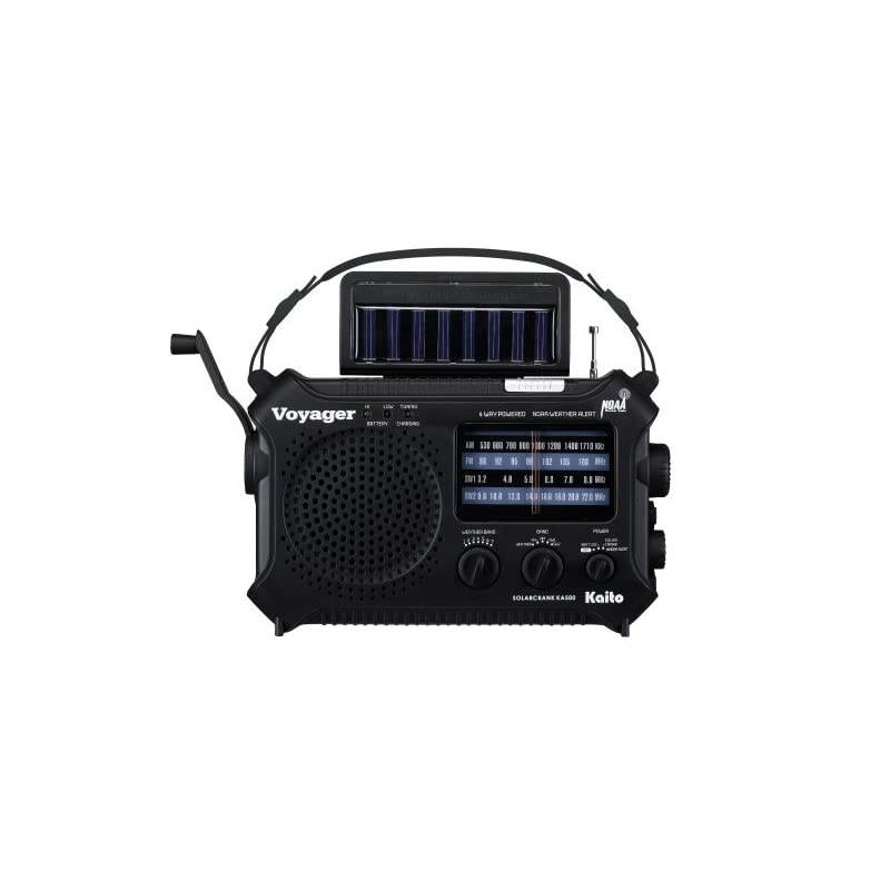 KA500 5way Powered Emergency AMFMSW NOAA Weather Alert Radio with SolarDynamo CrankFlashlight and Reading Lamp Color Black