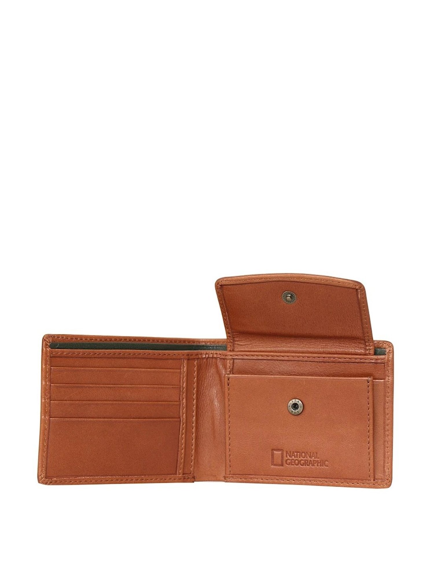 National Geographic Tan Solid Rfid Bi-Fold Wallet for Men