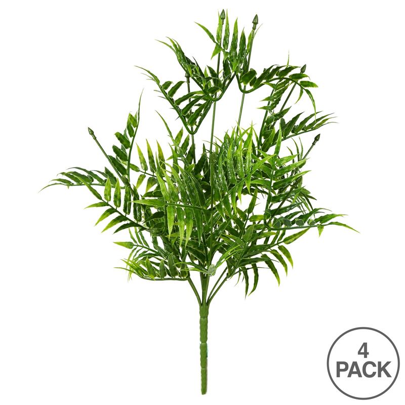 Vickerman 19" Artificial Green Bamboo Leaf Bush, Set of 4