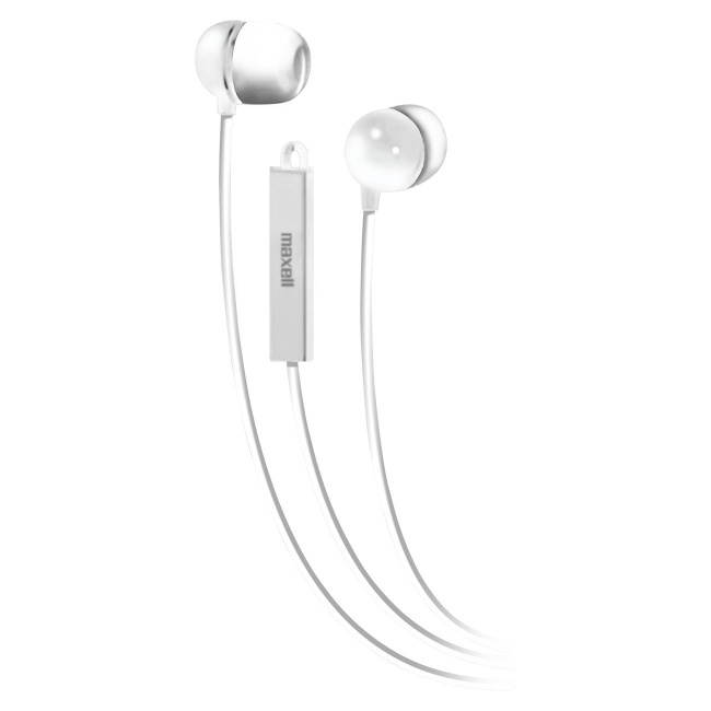 Maxell 190303 - Iemicwht Stereo In-Ear Earbuds With Microphone & Remote (White)