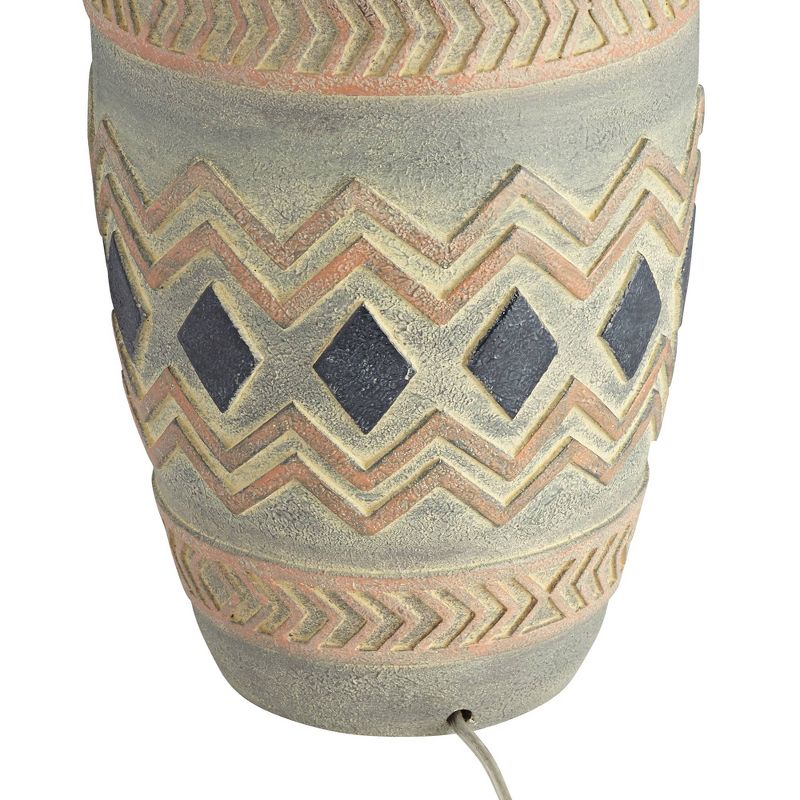 John Timberland Rustic Table Lamp Southwest Style Pattern Faux Leather Shade Living Room Bedroom Bedside Nightstand Office Family