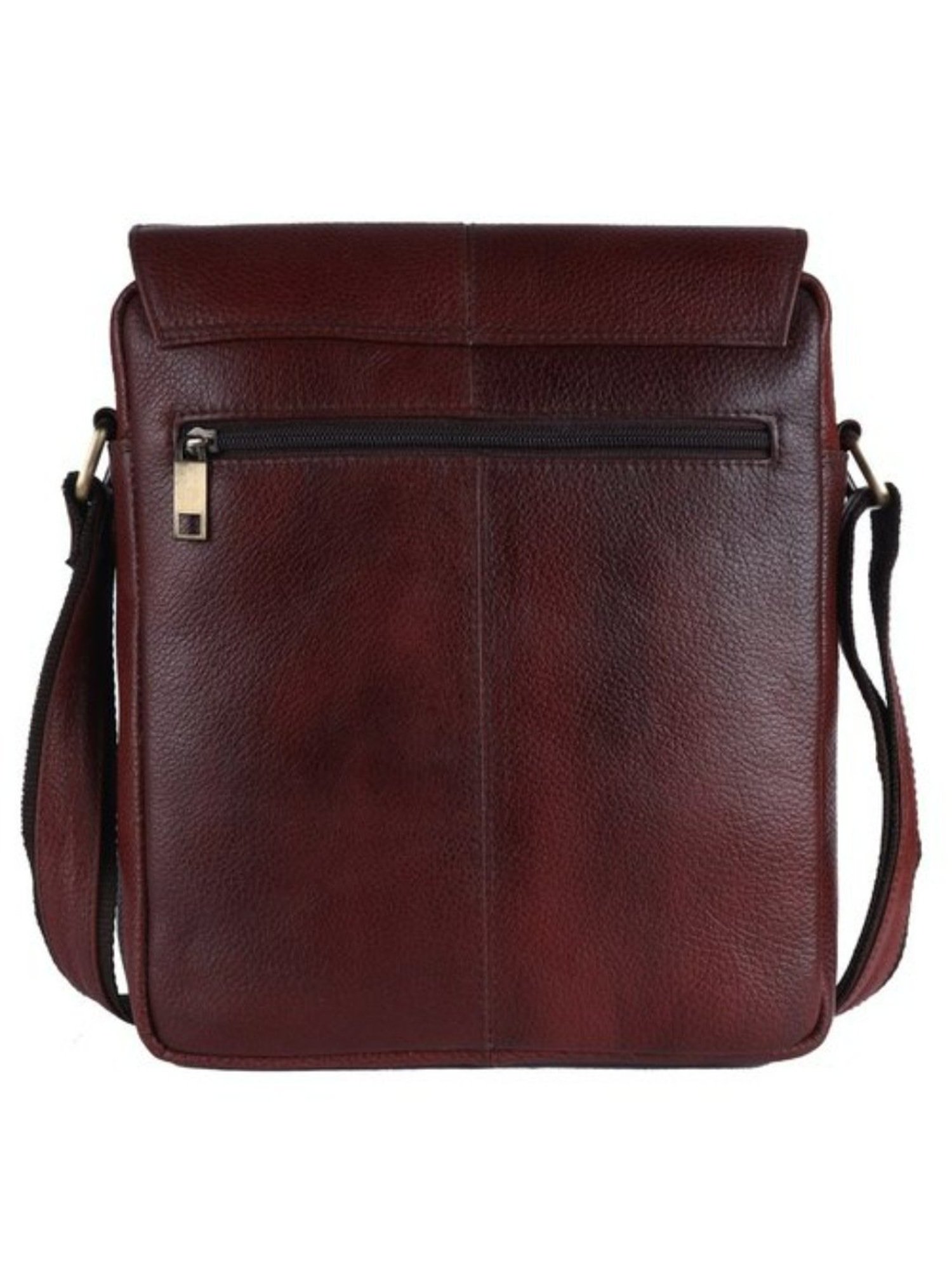 HiLEDER Brown Textured Medium Leather 11 inch Cross Body Bag