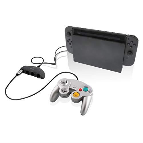 nyko retro controller hub plus  4 port gamecube controller adapter with turbo and home button for nintendo switch