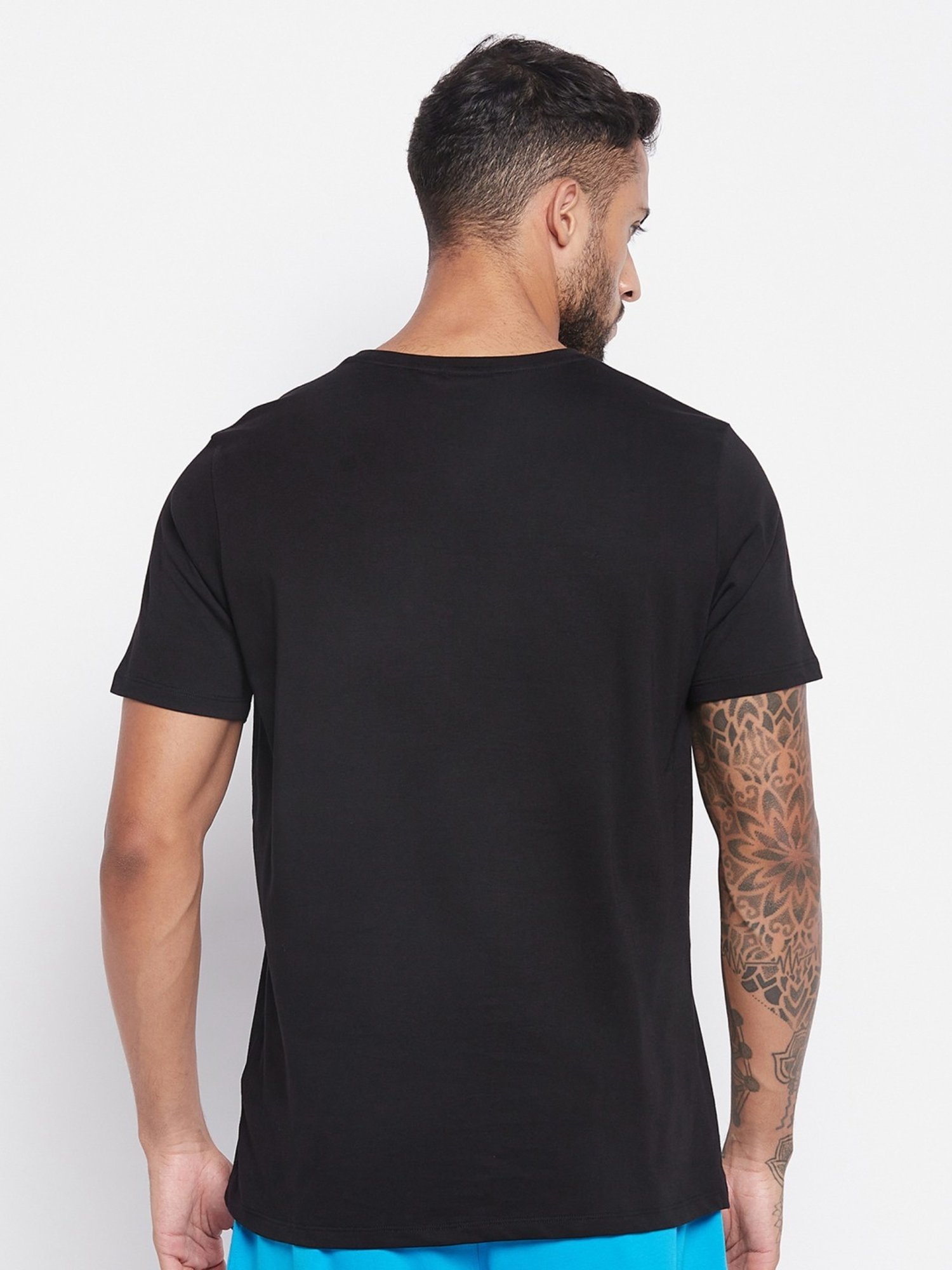 Edrio Black Cotton Relaxed Fit Printed T-Shirt