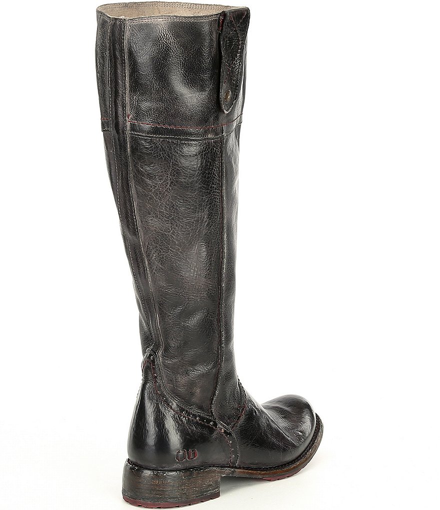 Bed Stu Jacqueline Wide Calf Tall Leather Block Heel Boots