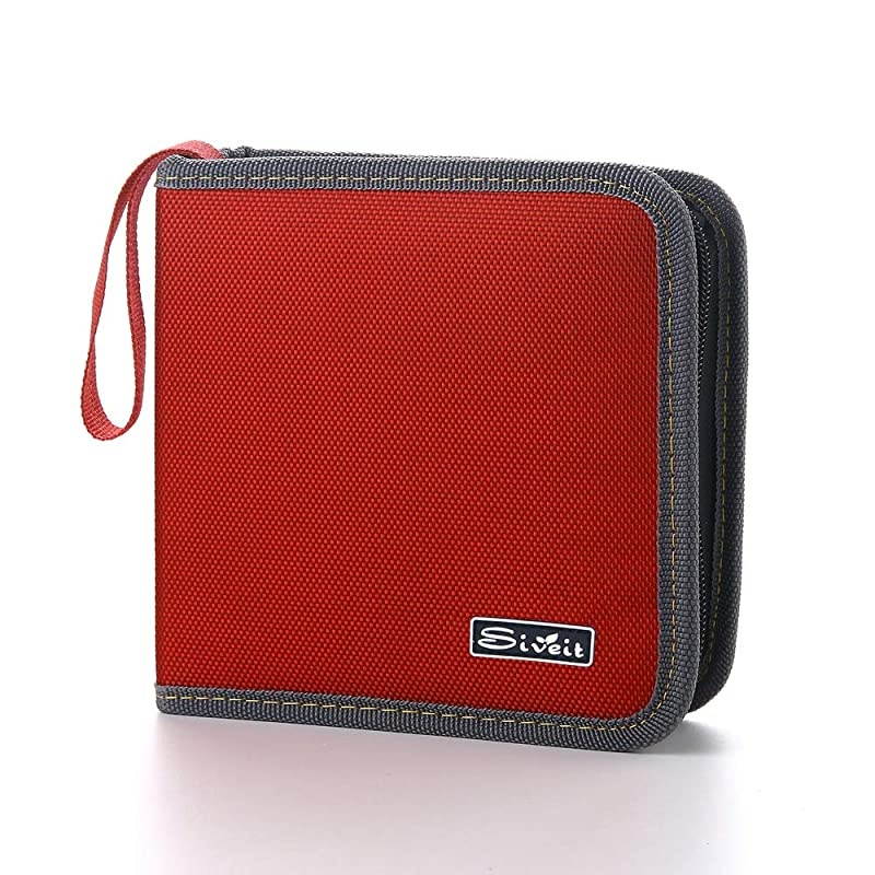 CD DVD Case 36 Capacity CD DVD VCD Disc Case Wallet Holder Binder Bag Storage for Car Home Travel Red