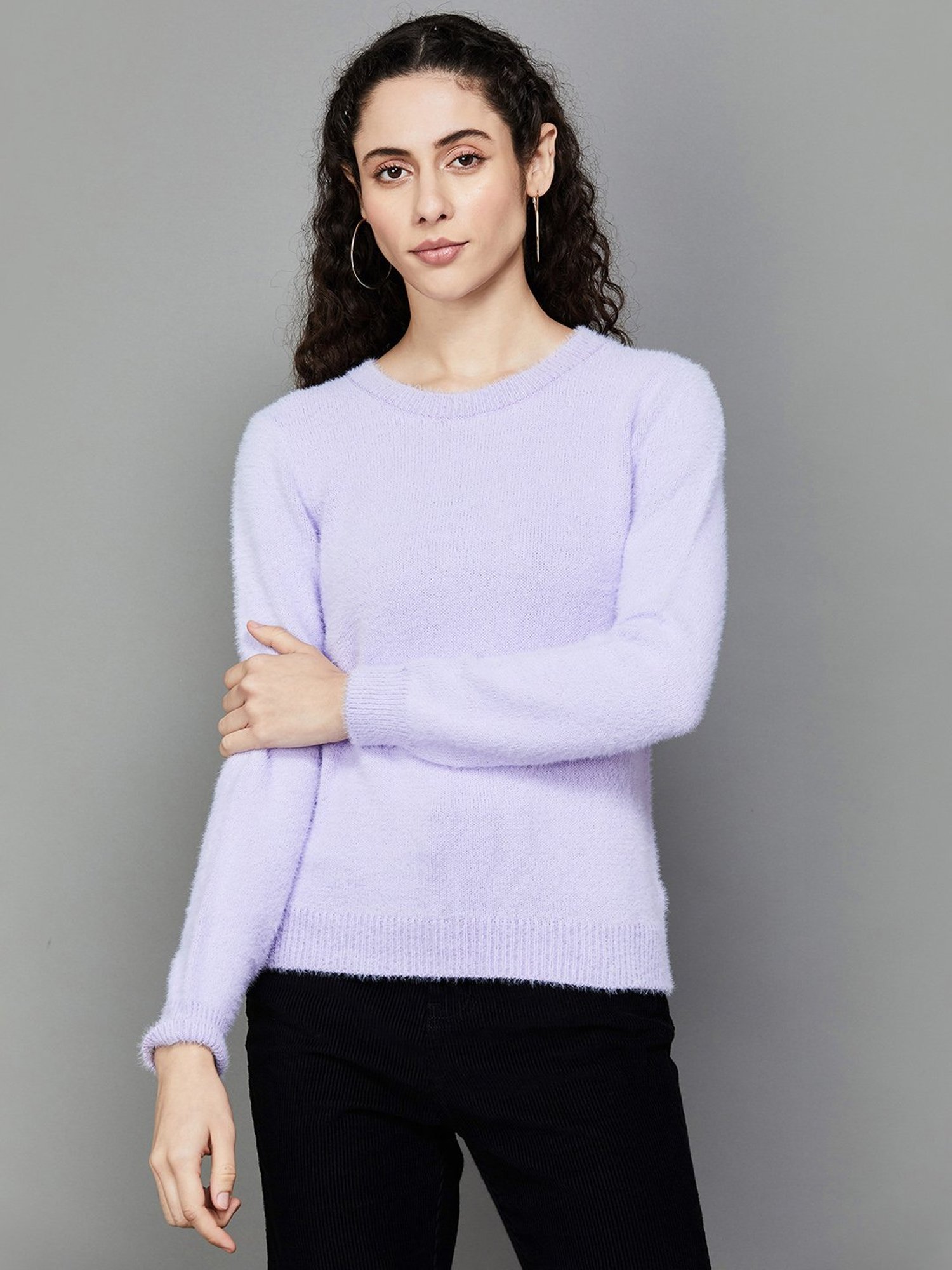 Ginger by Lifestyle Purple Regular Fit Sweater