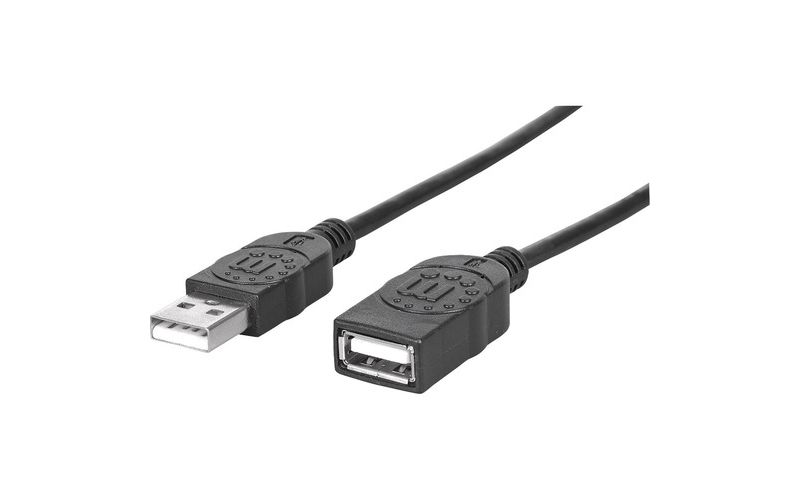 Manhattan Hi-Speed USB 2.0 A Male/A Female Extension Cable, 6', Black, Retail Pkg