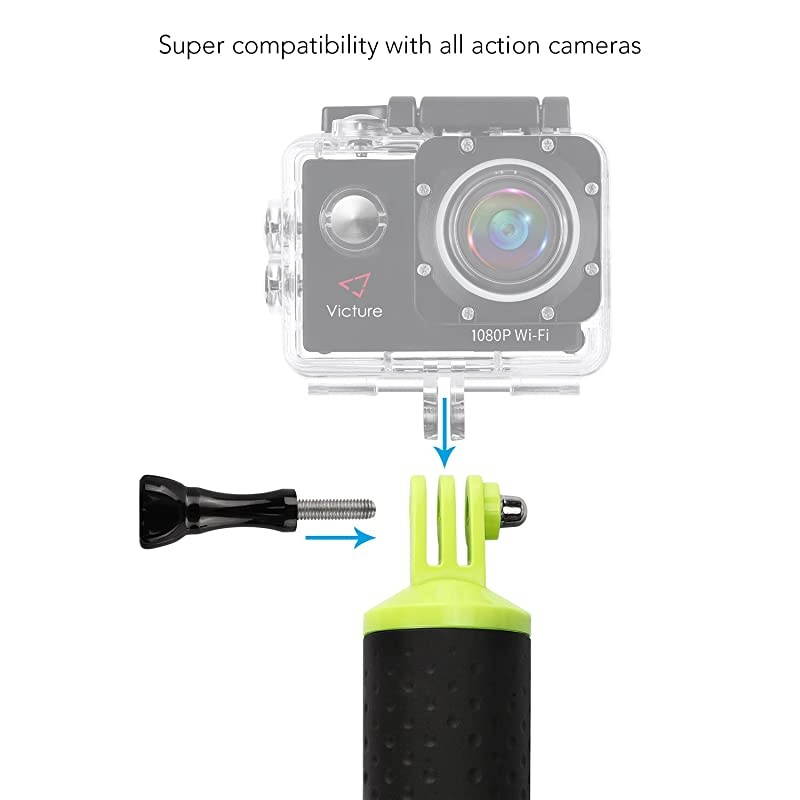Action Camera Waterproof Floating Hand Grip, Handle Mount Accessories, Water Sport Pole Diving Stick, Compatible with GoPro Hero Session Cameras and All AKASO APEMAN Crosstour Action Cameras