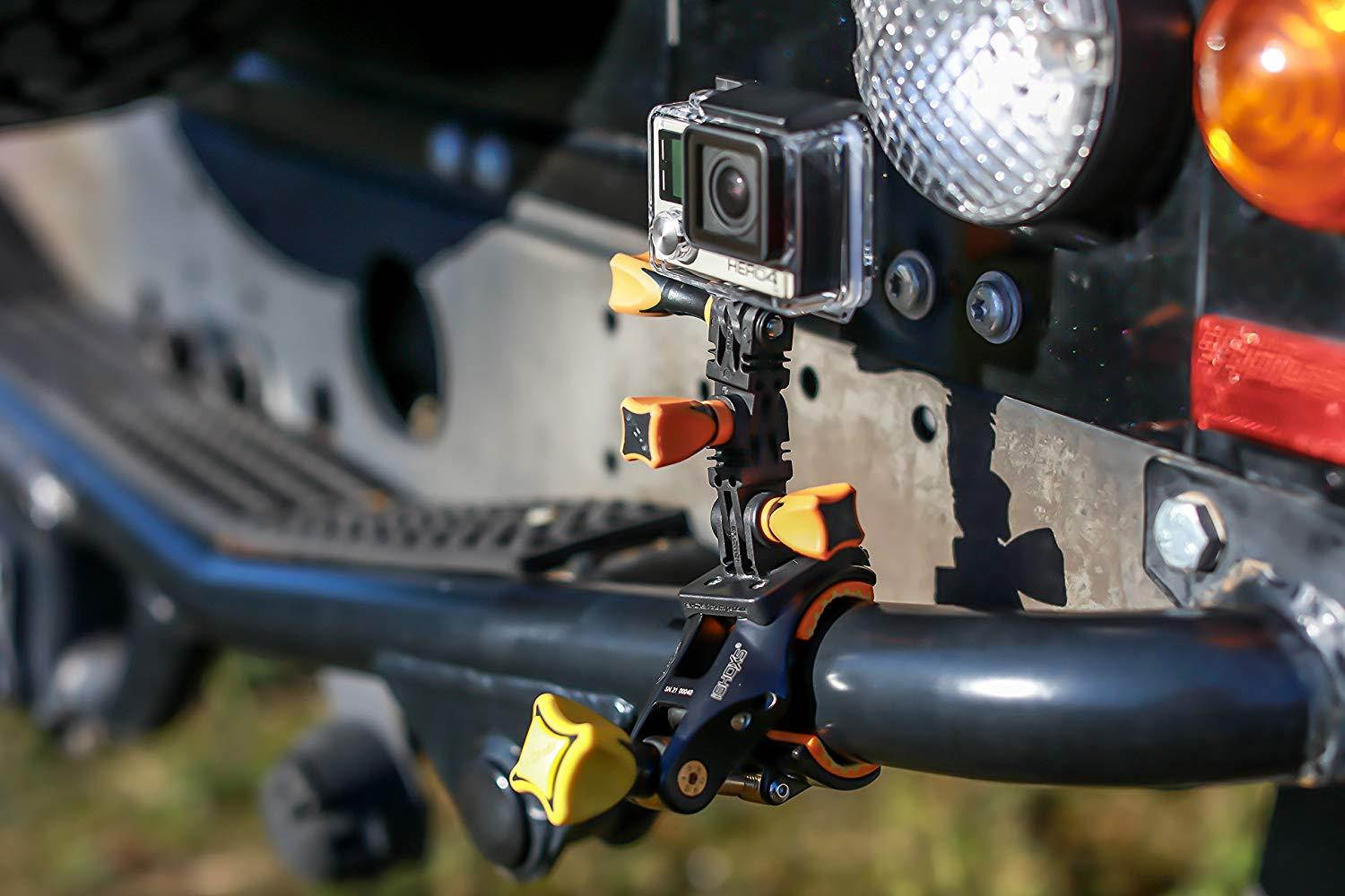 iSHOXS Cobra, 6061 Aluminum die-cast Universal Sport and Action Cam Mount with a Large Clamping Range of 16-50 mm with an Open C Construction for mounting Even in Difficult to Reach Places