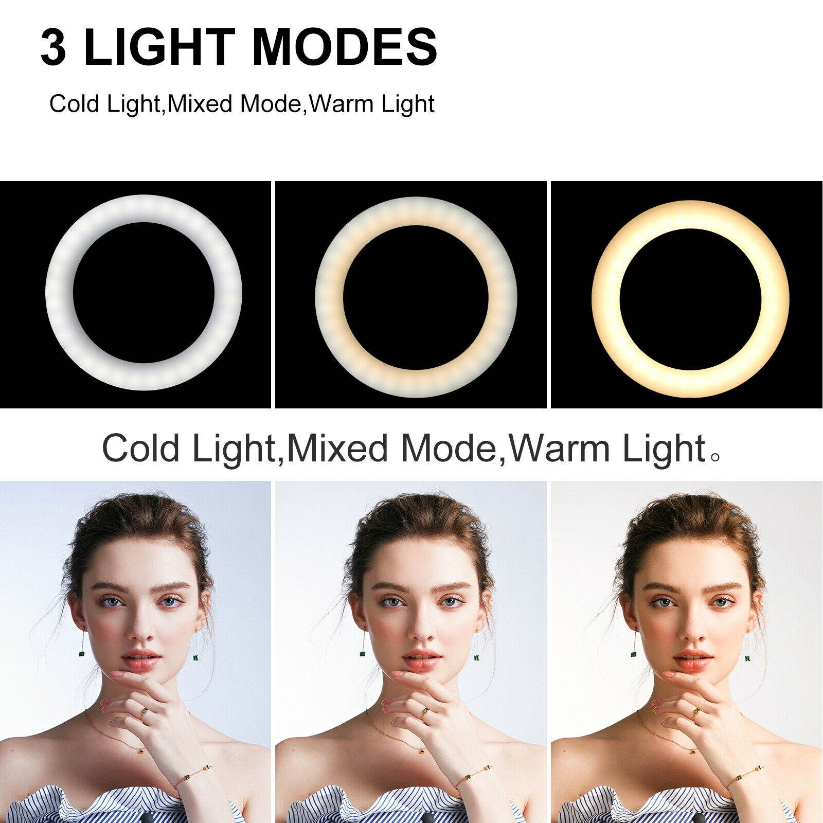 LED Selfie Ring Light with Tripod StandCell Phone Holder For Makeup Live Stream
