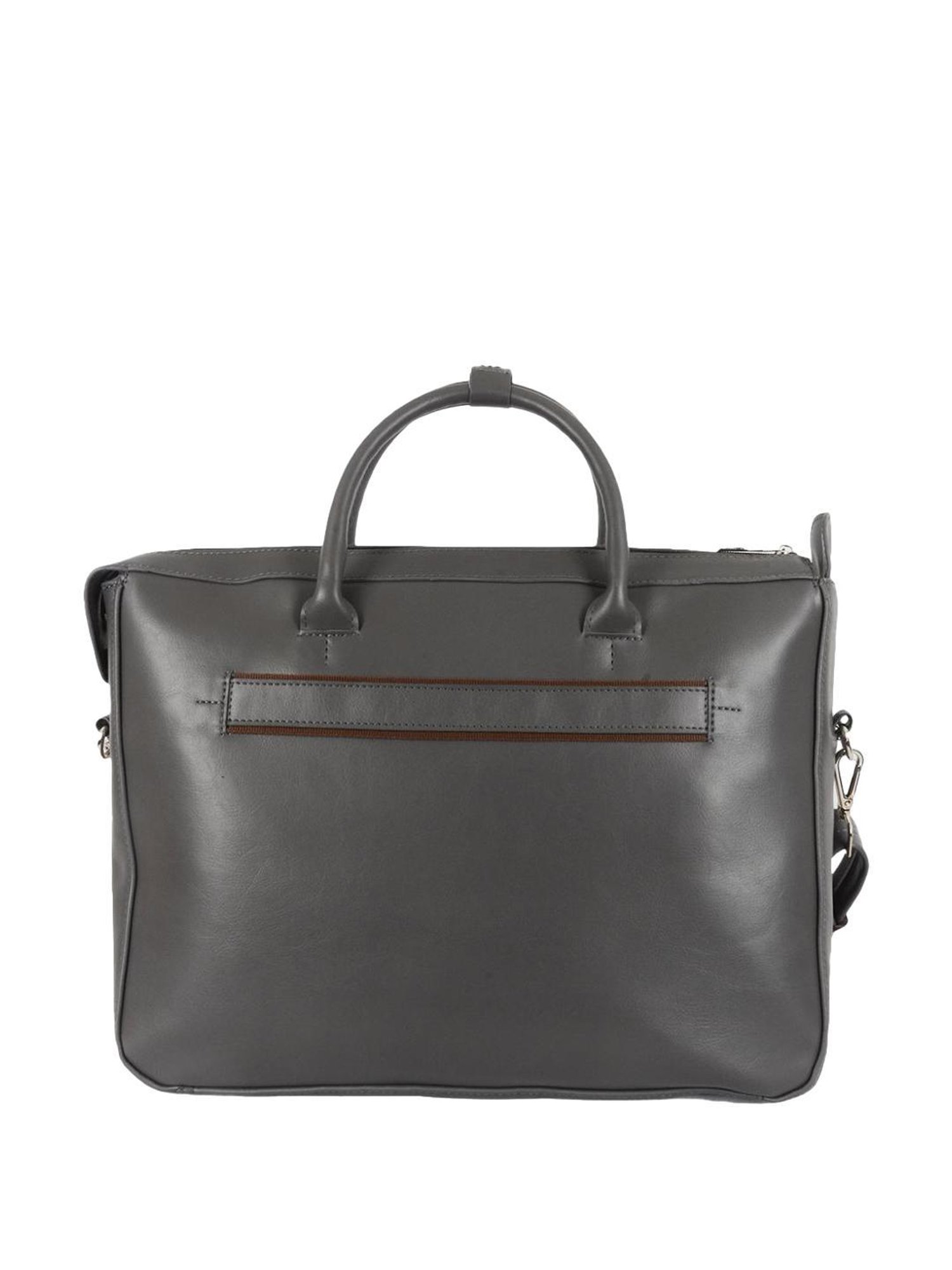 Baggit Algor Grey PU Solid Laptop Messenger Bag