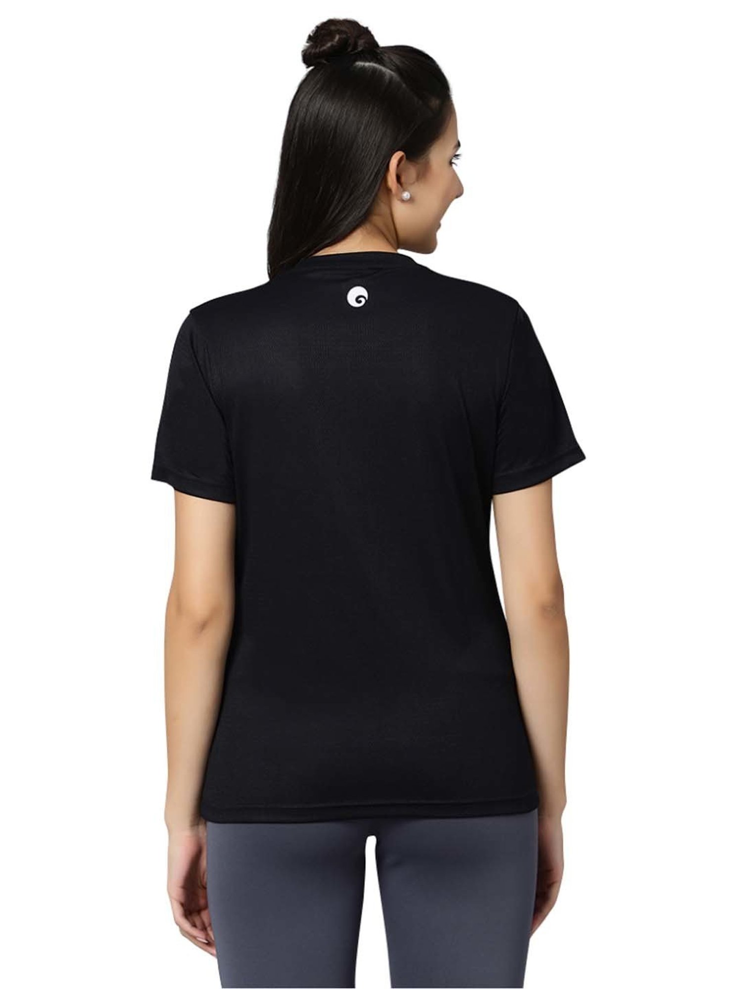 Omtex Black Regular Fit Sports T-Shirt