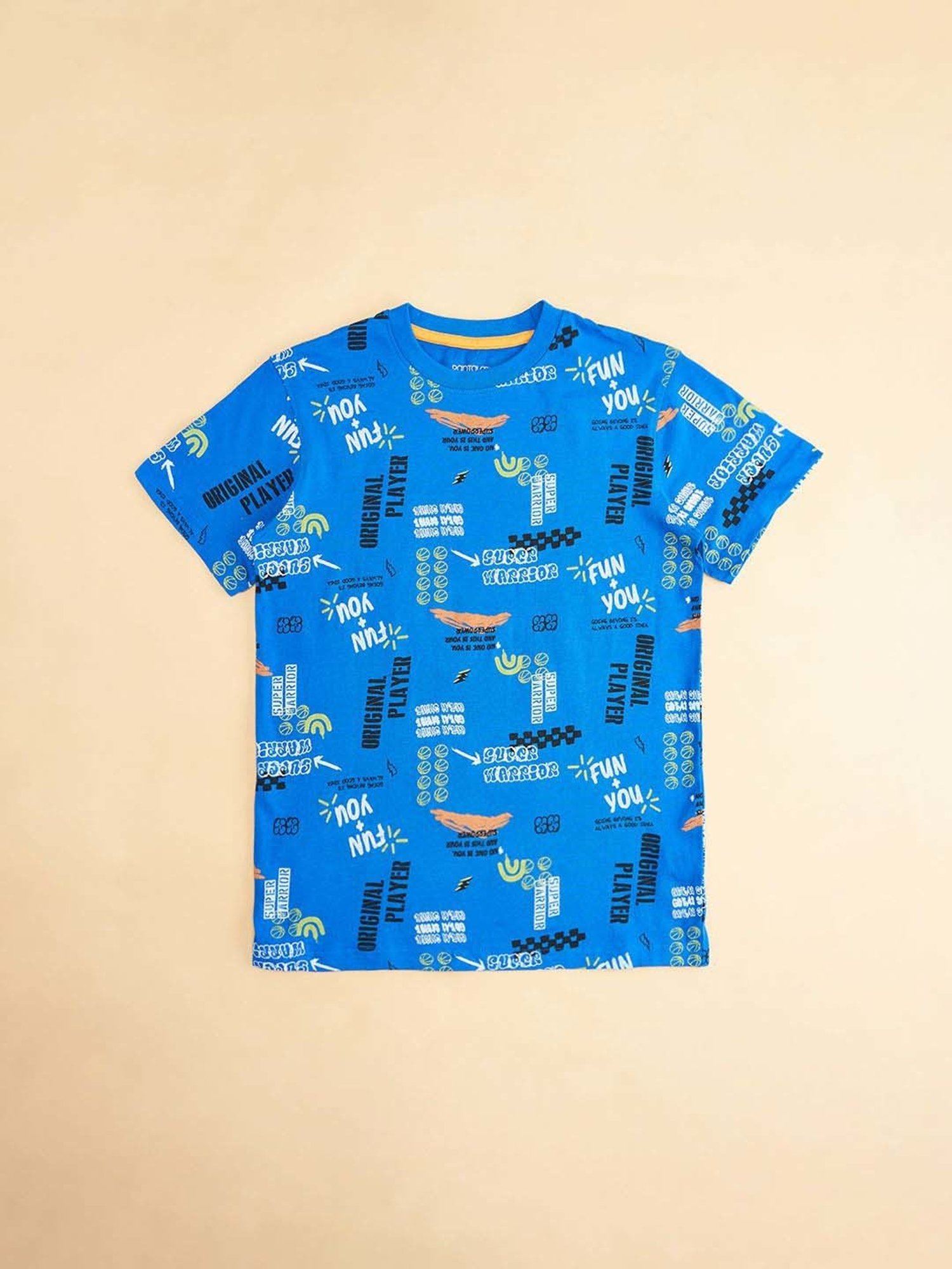 Pantaloons Junior Blue Cotton Printed T-Shirt