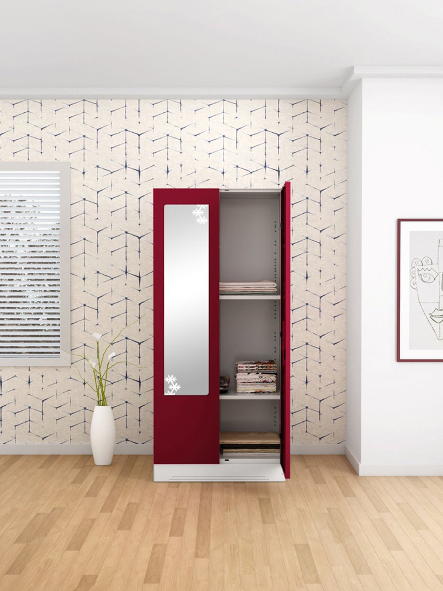 Godrej Interio Slimline 2-Door Steel Almirah, Red (1-Year Warranty)