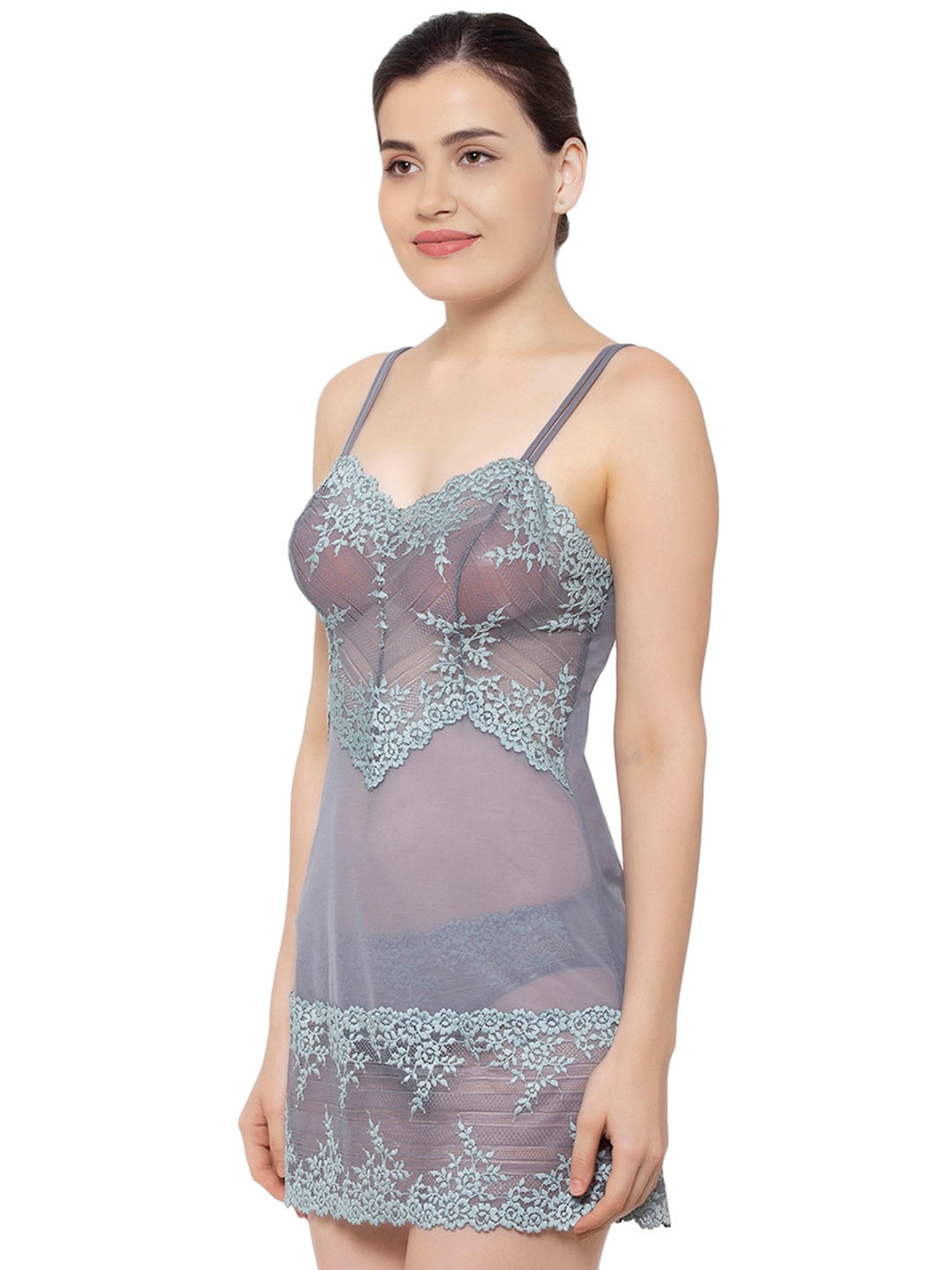 Wacoal Embrace Lace Short Lacy Baby Doll Chemise - Grey