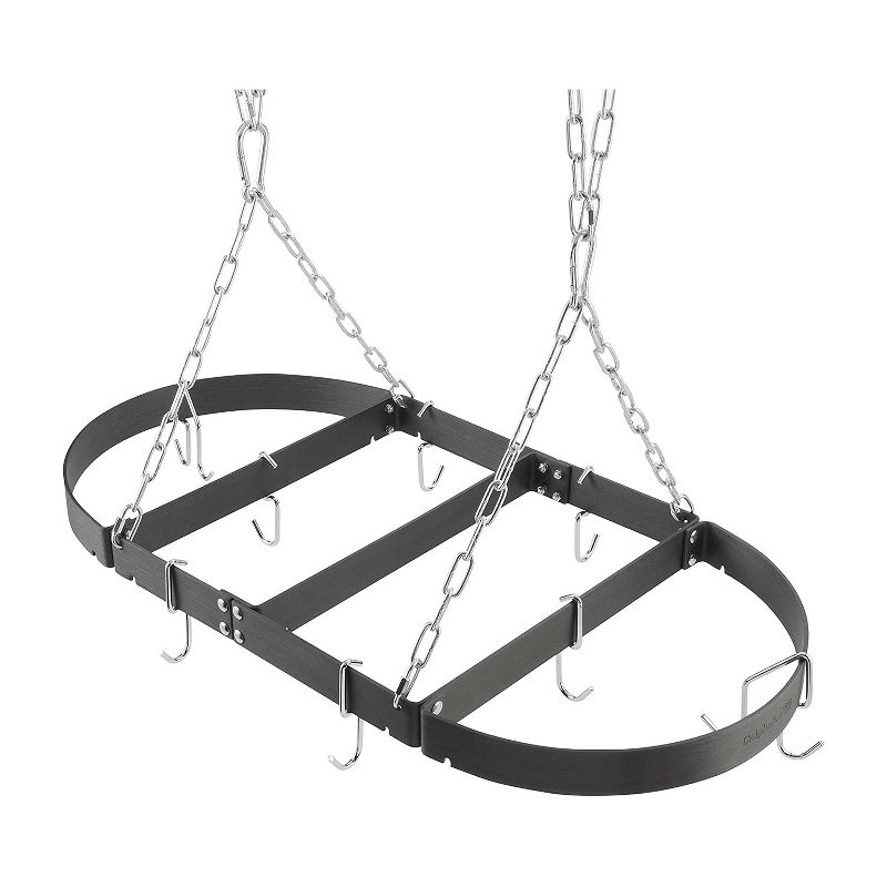 Calphalon GO1836KI 18 Inch x 36 Inch Oval Hard Anodized Aluminum Hanging Pot and Pans Space Saving Storage Rack for Kitchen Ceiling, Black