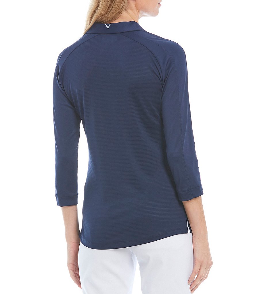 Callaway Point Collar 3/4 Sleeve Shadow Stripe Swing Tech&trade; Opti-Dri&trade; Polo