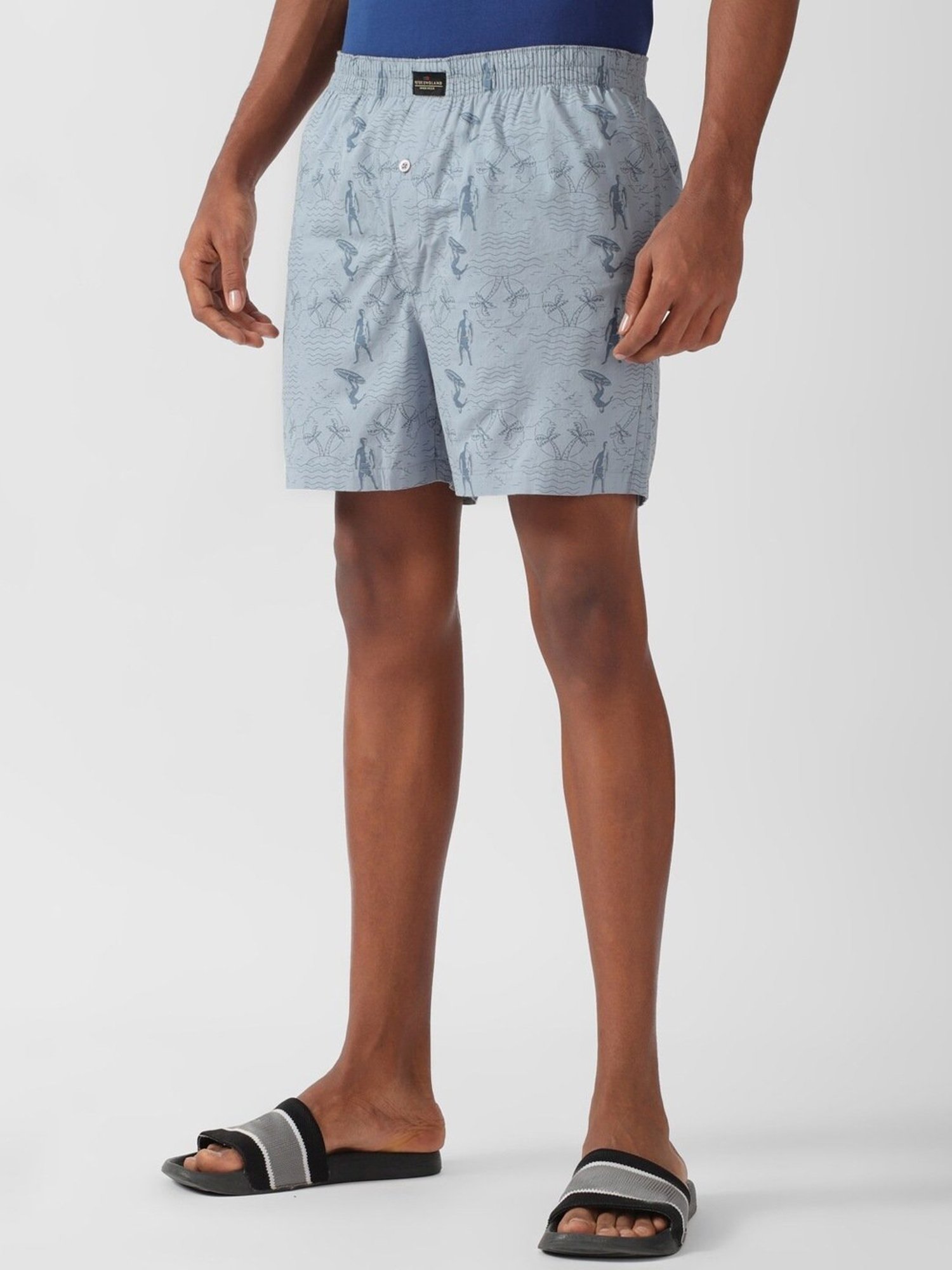Peter England Blue Cotton Regular Fit Printed Boxers