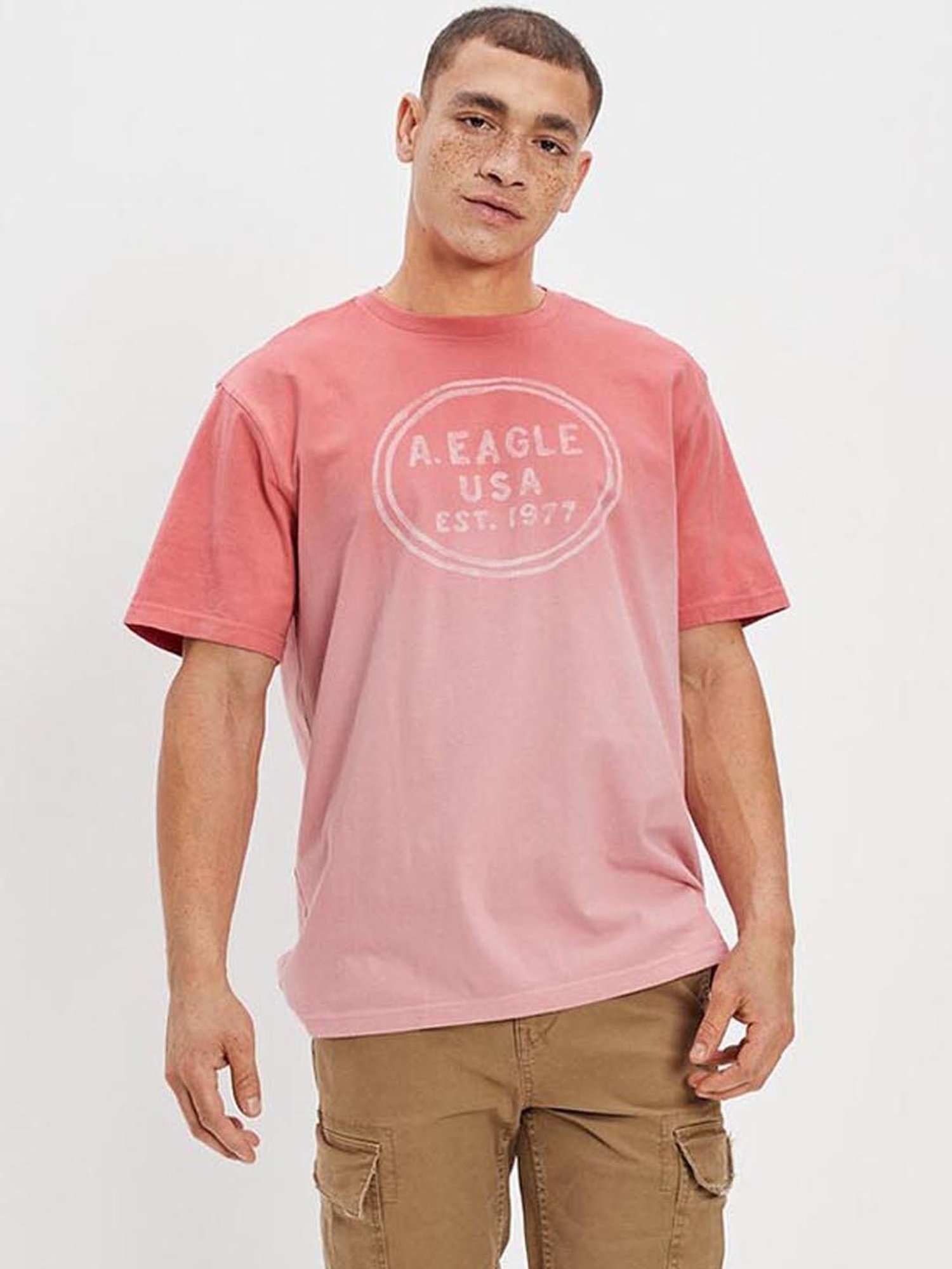 American Eagle Outfitters Red Cotton Regular Fit Printed T-Shirt