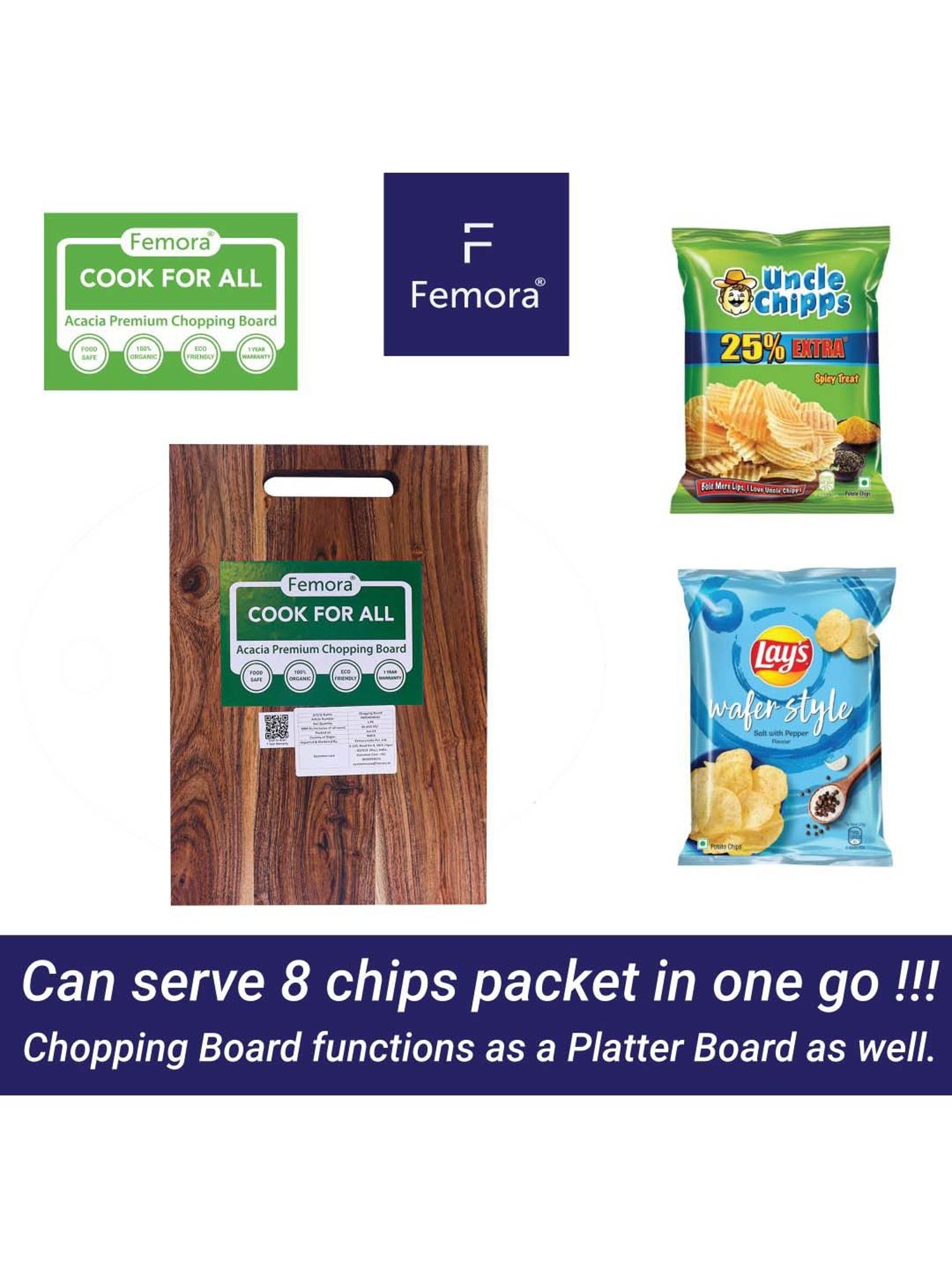 Crayton Beige & Brown Bamboo Chopping Board - Set of 1