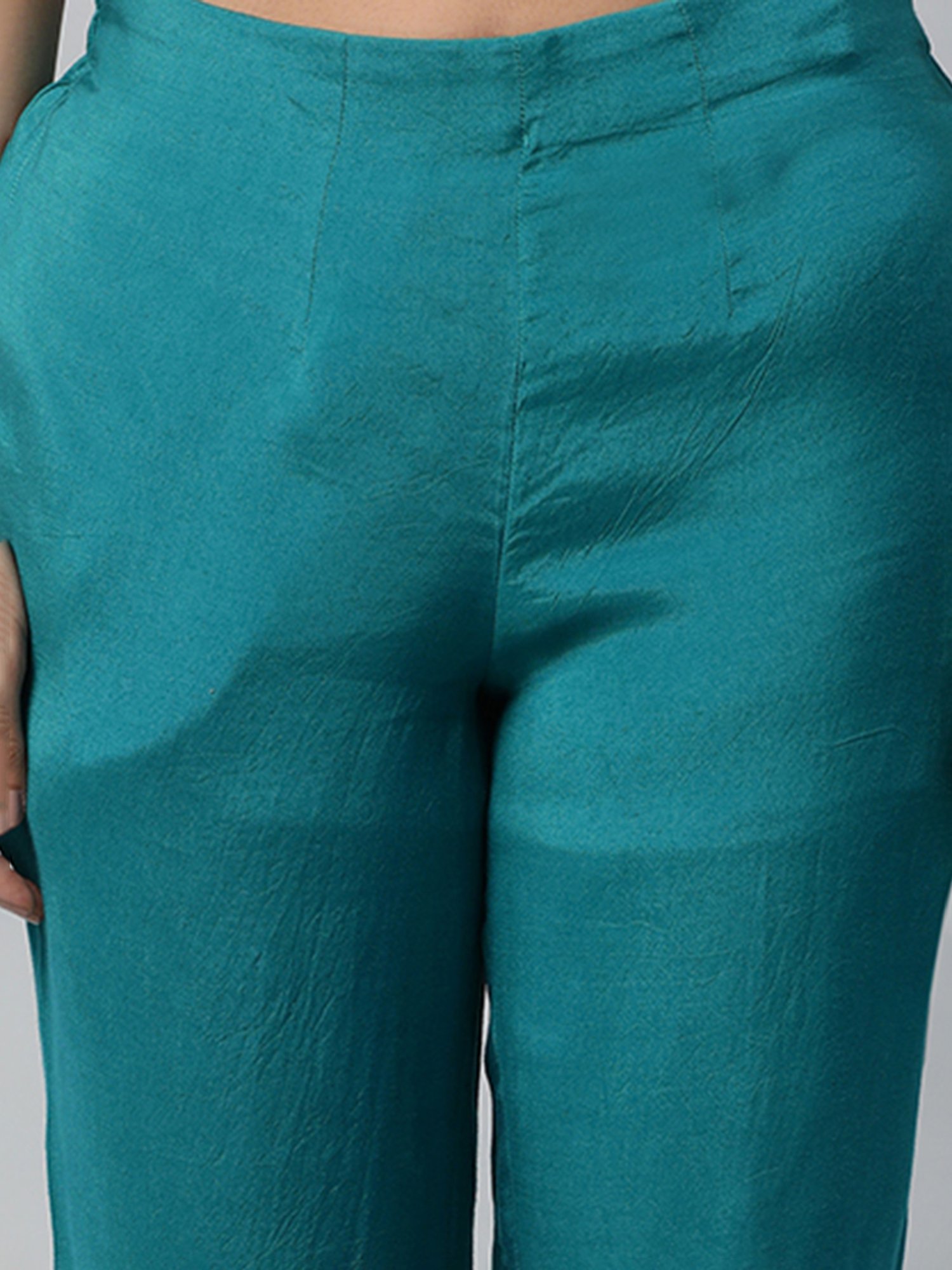 Kami Kubi Teal Printed Unstitched Dress Material