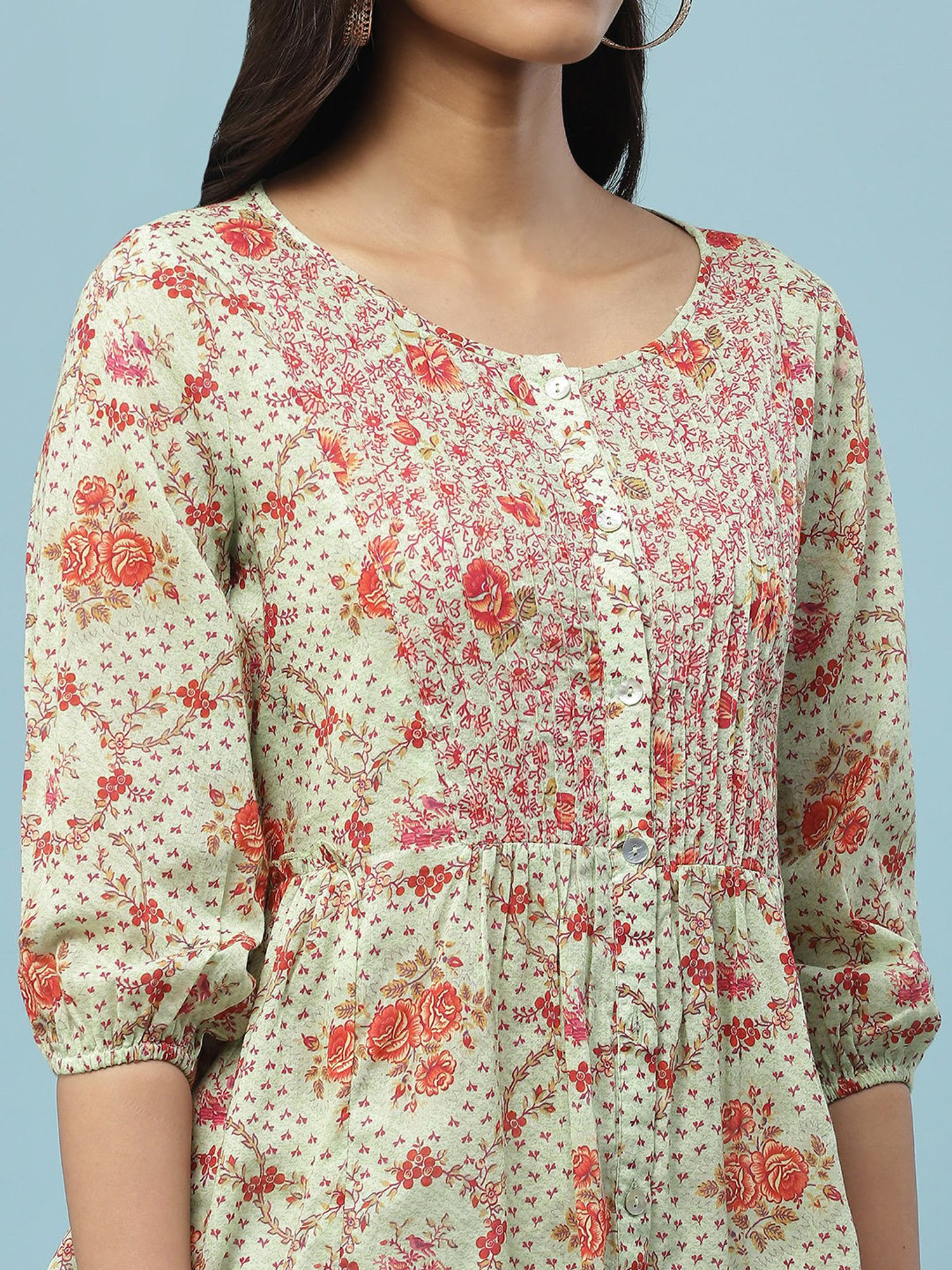 aarke Ritu Kumar Green Printed Top