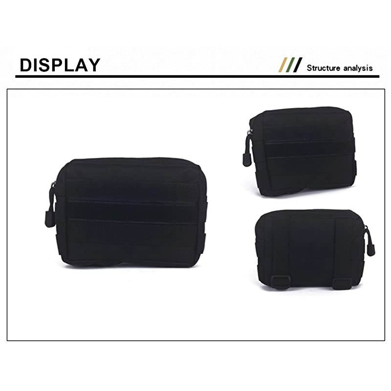Molle Pouches Tactical Admin Pouch Compact EDC Utility Gadget Gear Pouch Military Carry Accessory Belt Hanging Waist Bag 2 PackBlack7quotL 51quotH