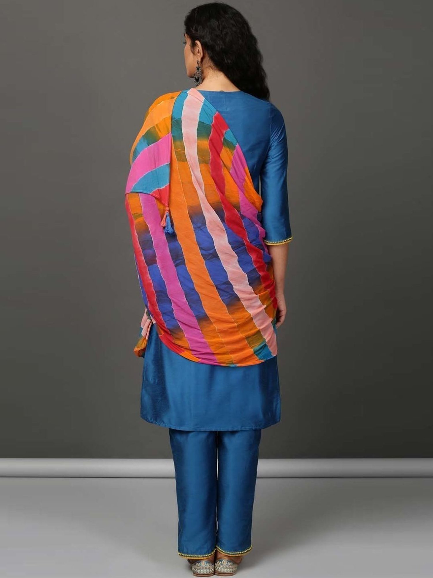 Nuhh Blue Confetti Kurta and Pant Set with Dupatta