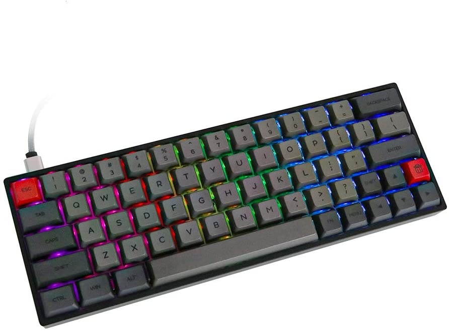 EPOMAKER GK64XS 60% RGB Hot Swappable Bluetooth Mechanical Keyboard with Split Spacebar, 1900mAh Battery, Fully Programmable for Gamers (Gateron Blue Switch, Grey Black)