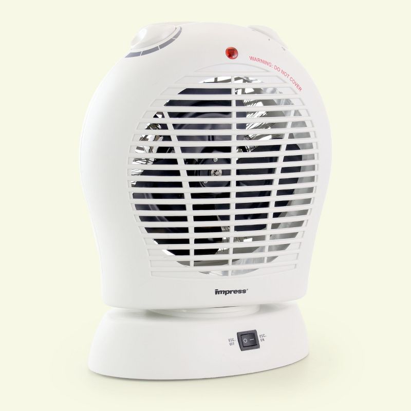 Oscillating Fan Heater with Thermostat White